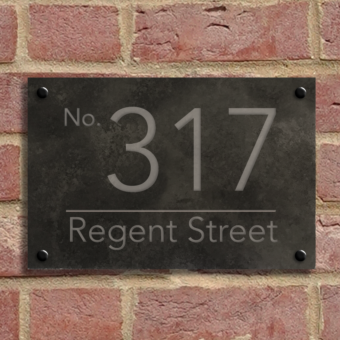 Large Regent Honed Etched Slate Address Sign 30 x 20 cm