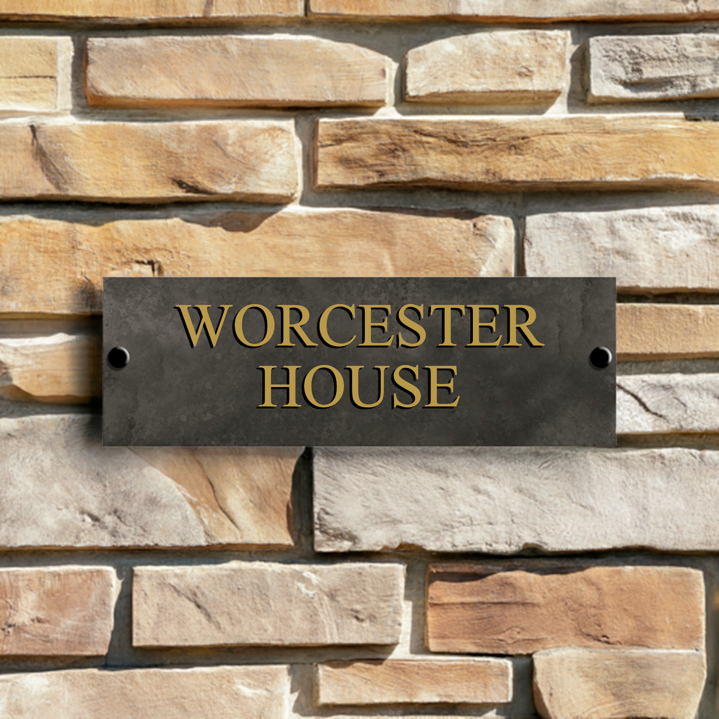 Oxford Elite Honed Slate House Name Sign with Raised Metallic Text