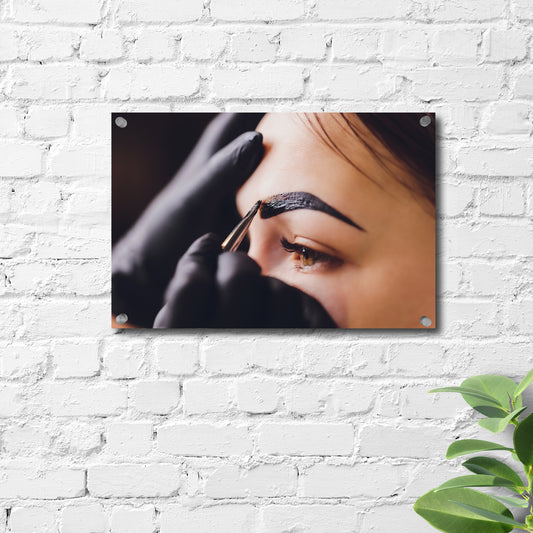 Brow Tinting Printed Acrylic Photo Art Print for Beauty Studio