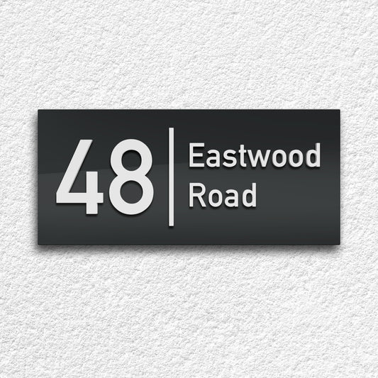 Metro Floating Acrylic Door Sign with Raised Letters & Numbers and hidden stand-off fixings