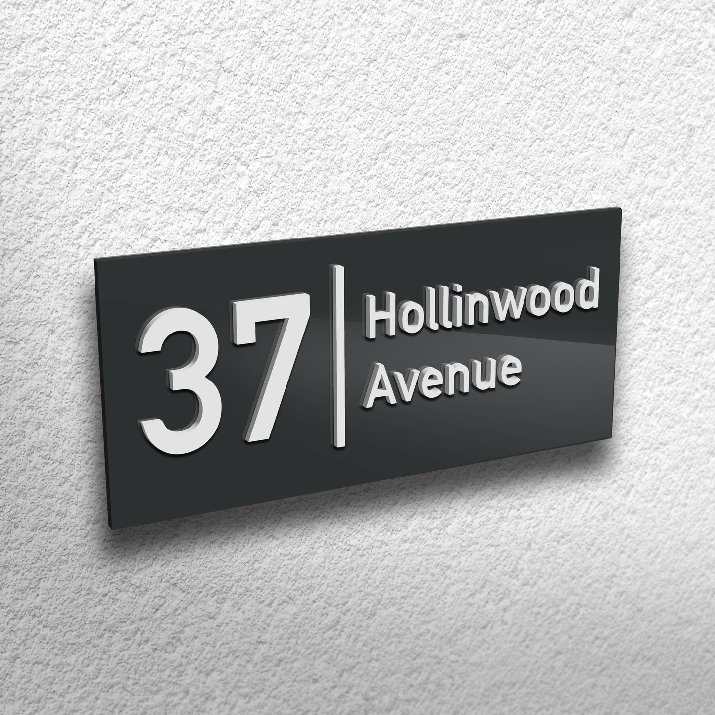 Metro Floating Acrylic Door Sign with Raised Letters & Numbers and hidden stand-off fixings