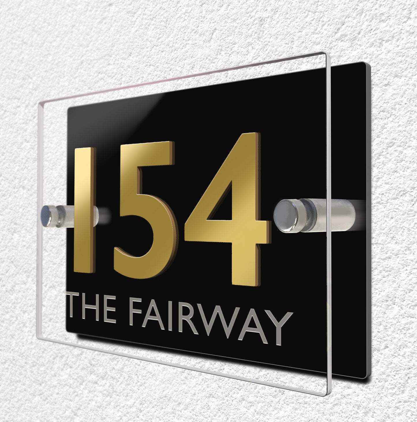 Claro Dual Door Sign with Raised Number & Etched Street Name 15 x 21cm