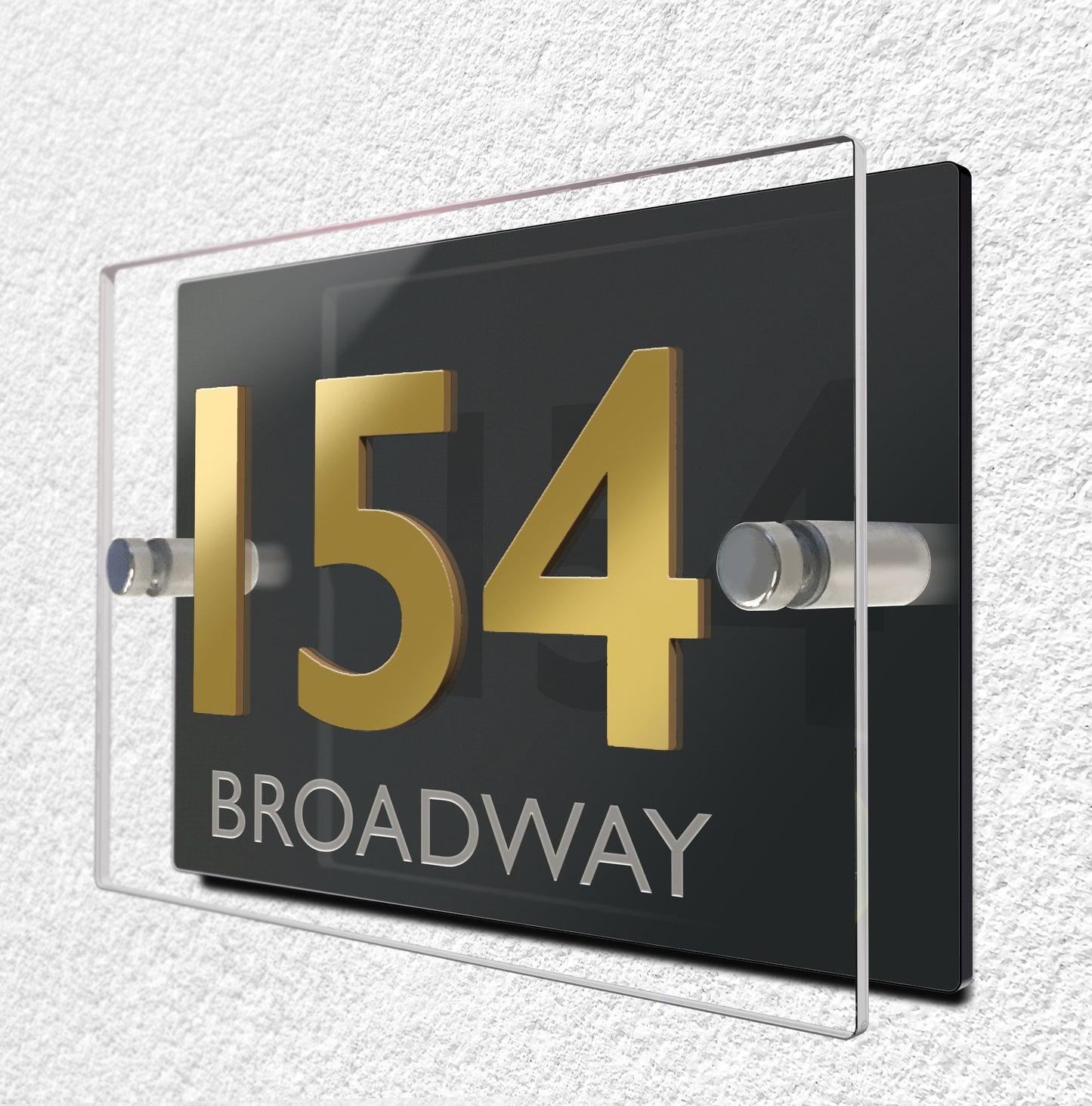 Claro Dual Door Sign with Raised Number & Etched Street Name 15 x 21cm