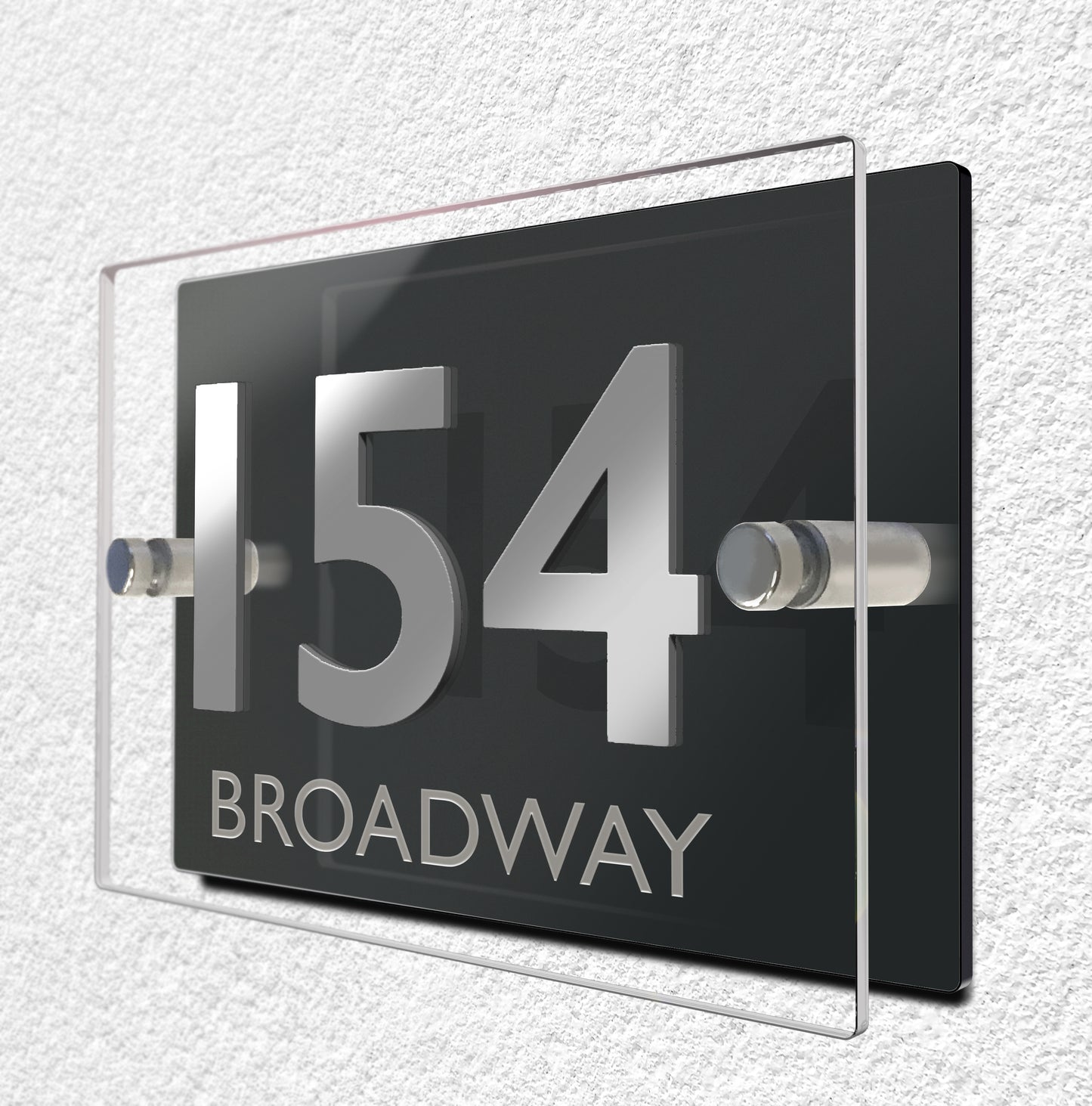 Claro Dual Door Sign with Raised Number & Etched Street Name 15 x 21cm