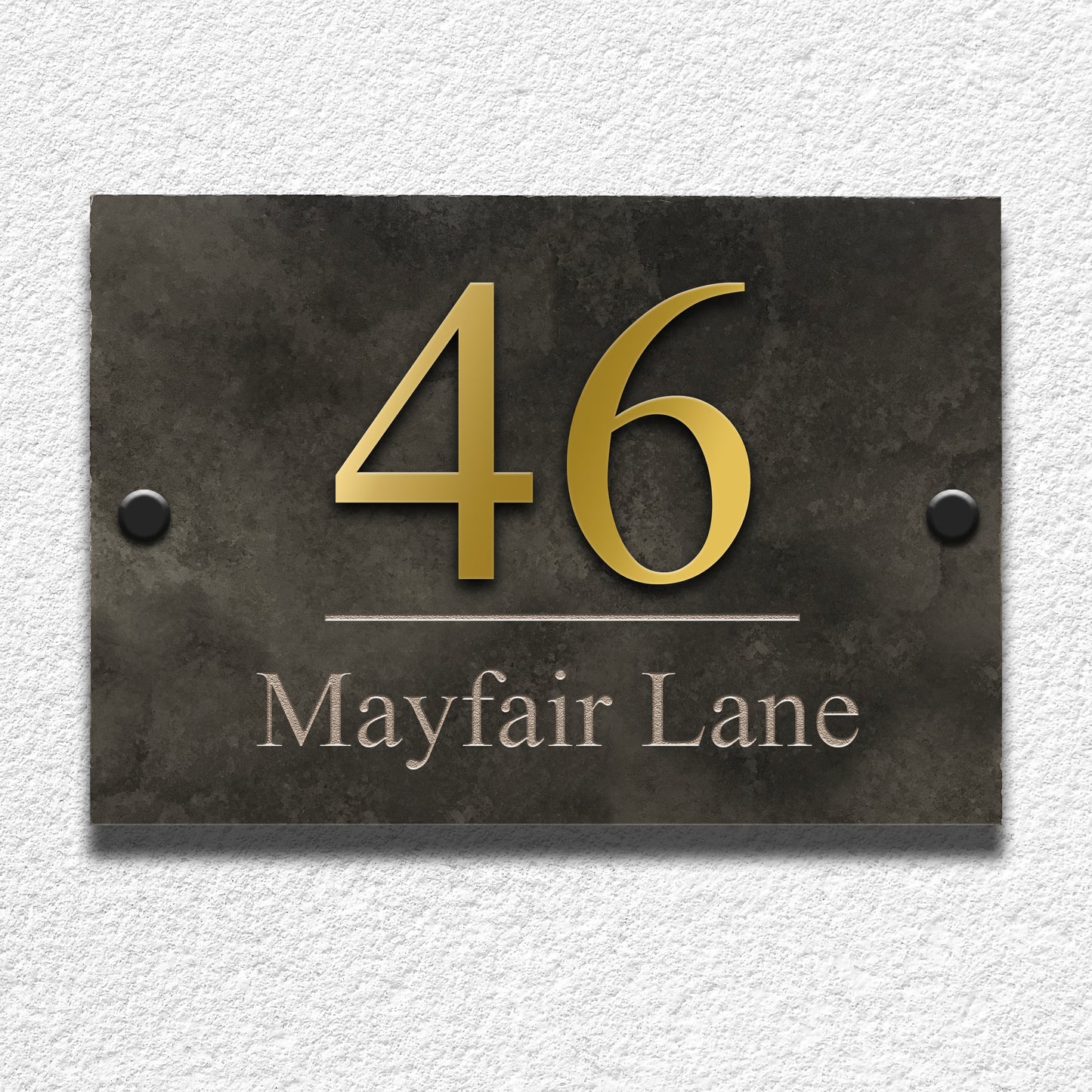 Mayfair Elite Honed Slate Sign with Raised Metallic Numbers