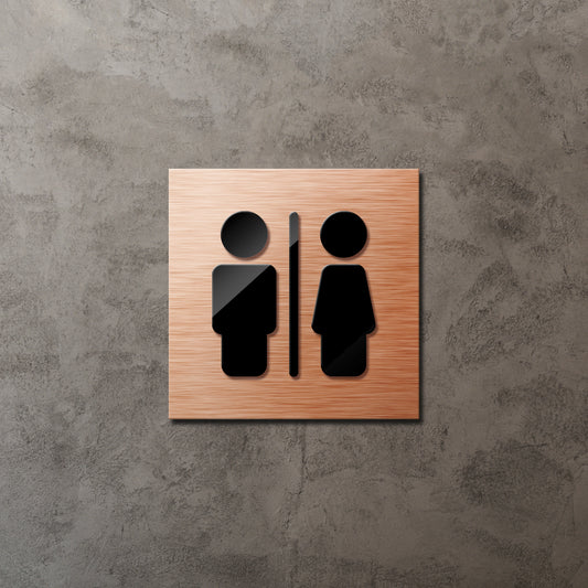 Metallo Brushed Copper 3D Toilet Signs