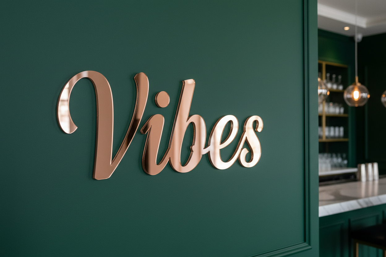 Logo Mirror Cut-Out Adhesive Wall Sign