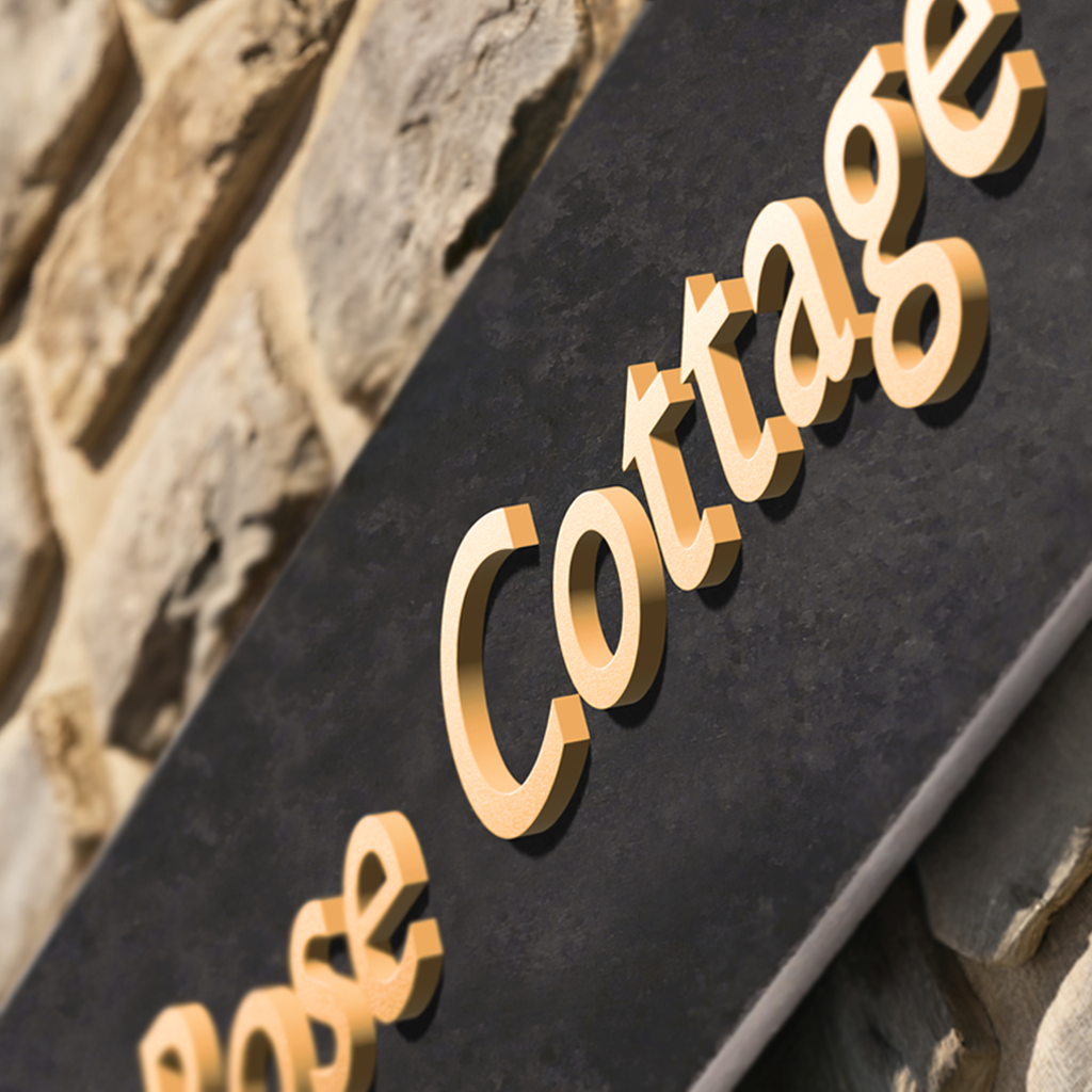 Oxford Elite Honed Slate House Name Sign with Raised Metallic Text