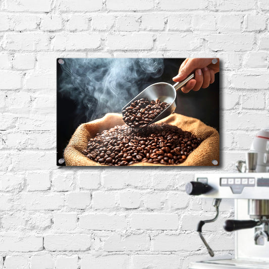 Roasted Beans Printed Acrylic Photo Art Print for Coffee Shops and Cafés