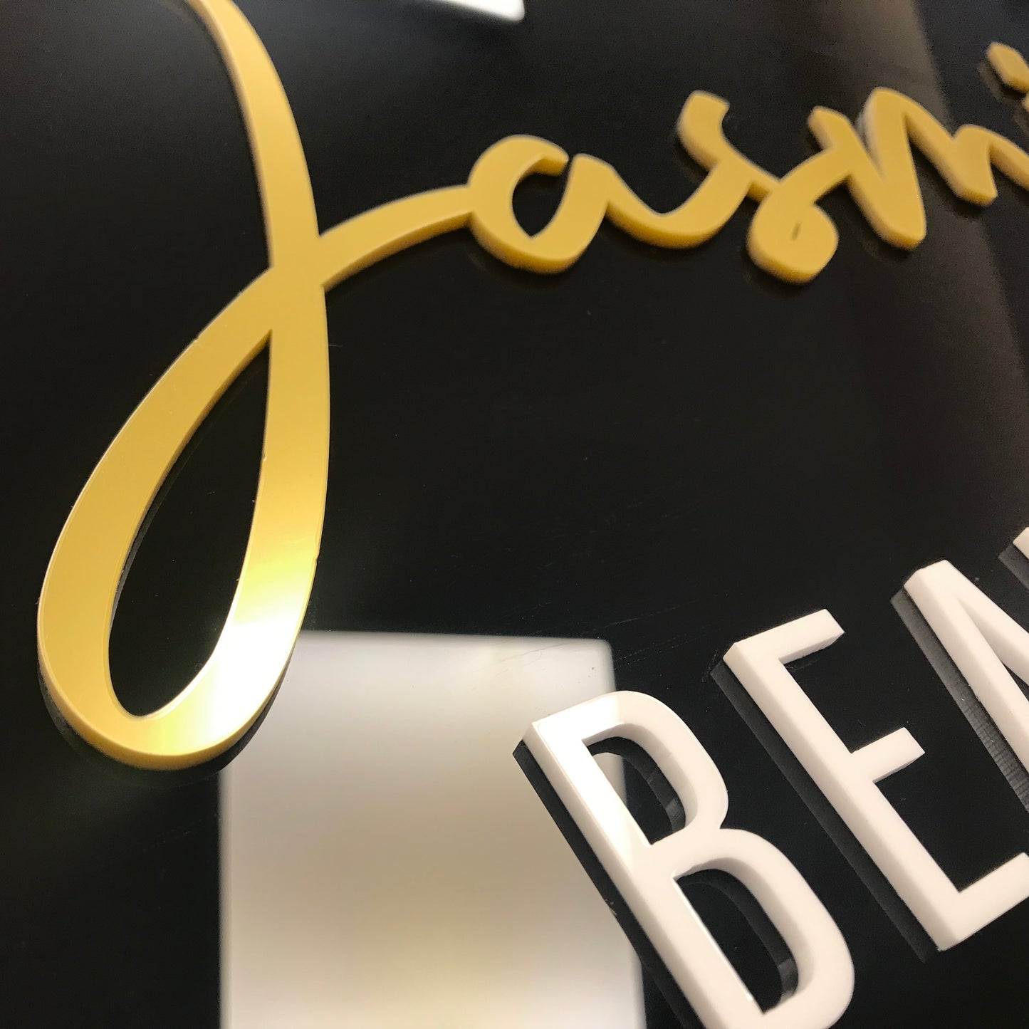 Venus Round Script Sign with Raised 3D Text