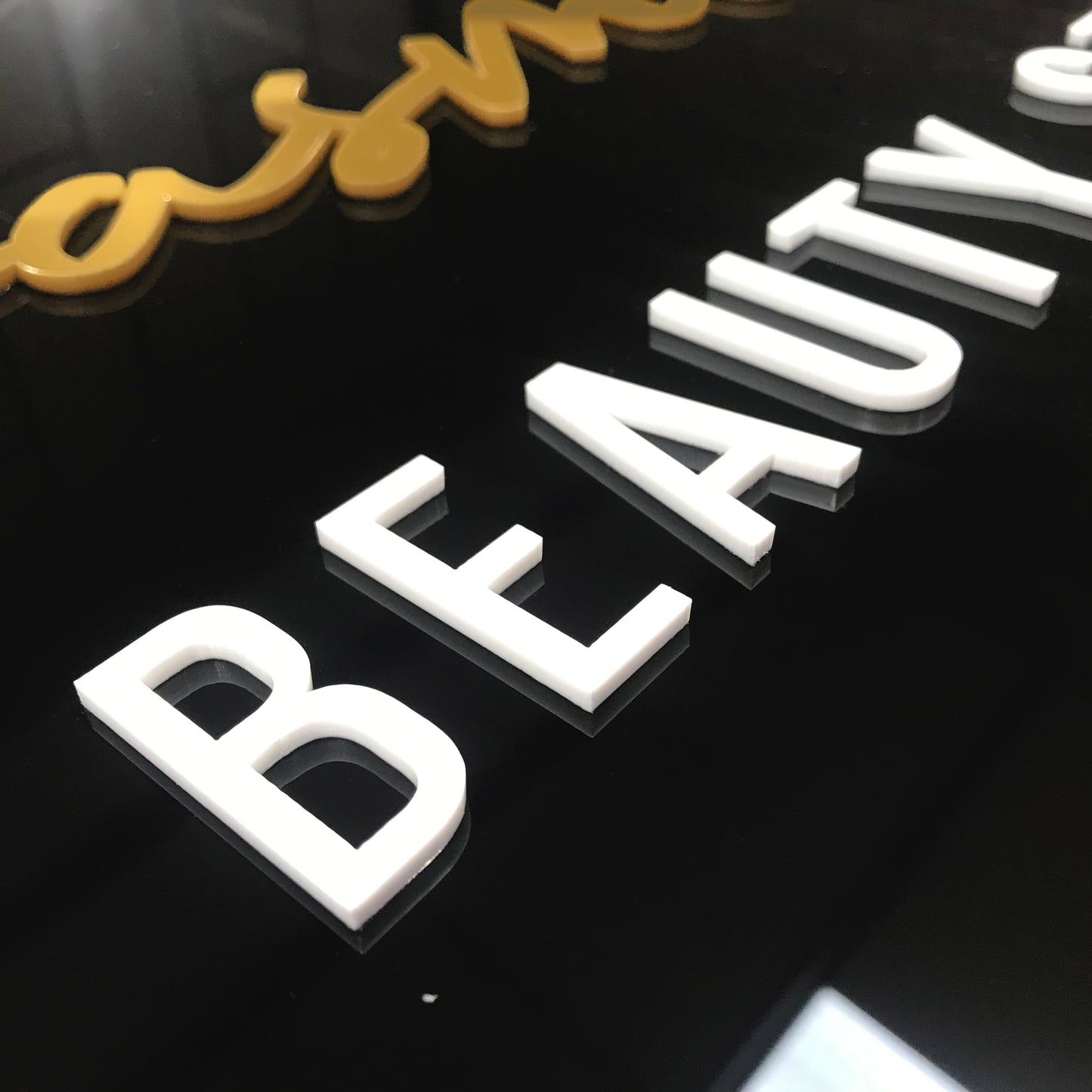 Venus Round Script Sign with Raised 3D Text