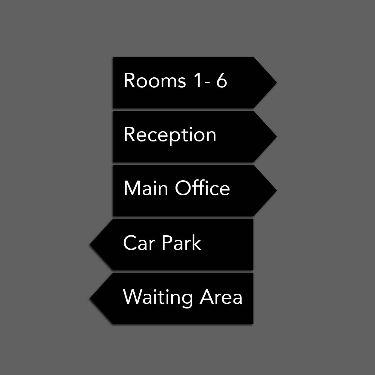 Acrylic Direction Pointer Arrow Sign with Raised Customisable Text