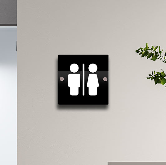 Villamo 15cm Wall & Door Toilet Signs | Black Acrylic & Raised 3D Numbers
