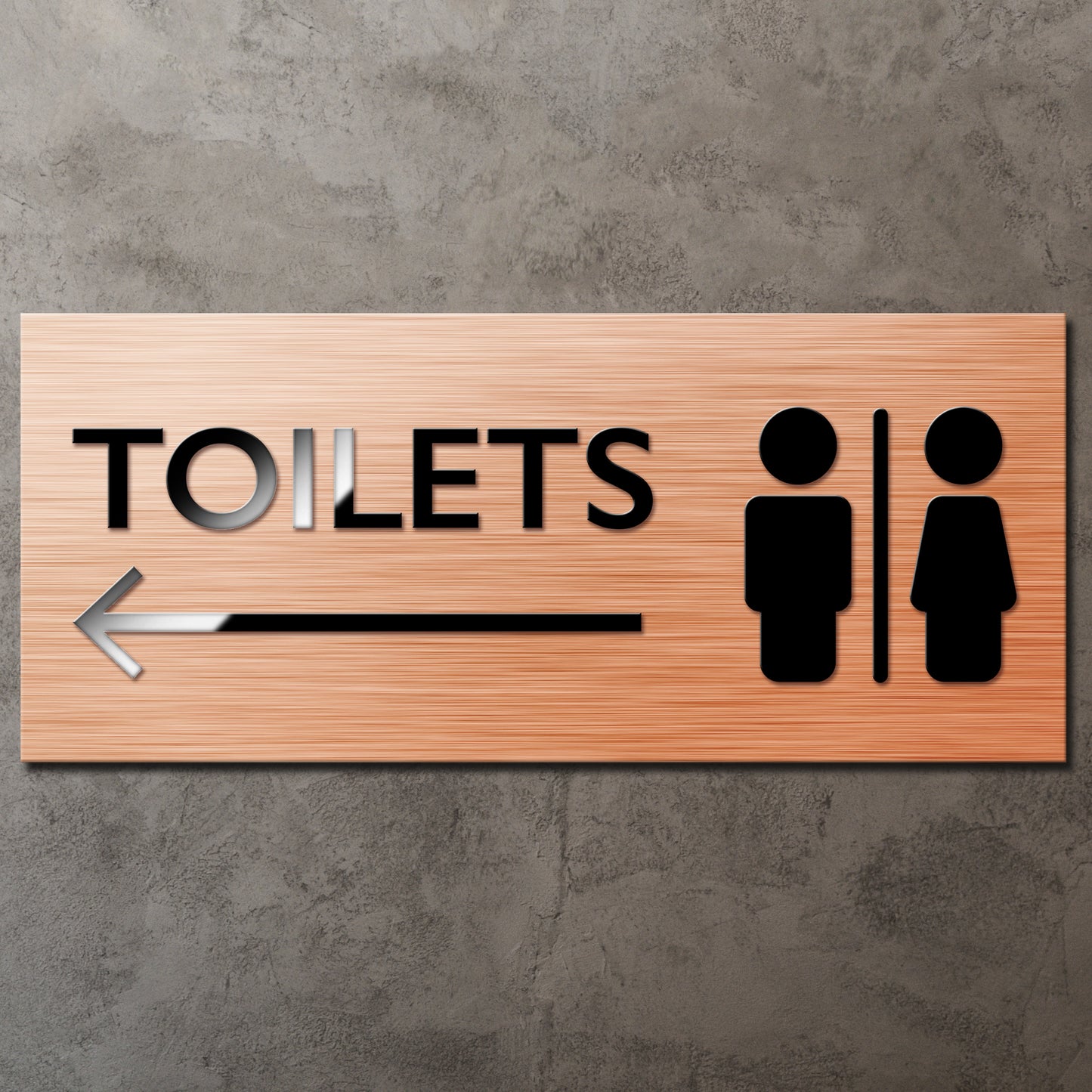 Metallo Brushed Copper Toilet Facility Direction Pointer Sign