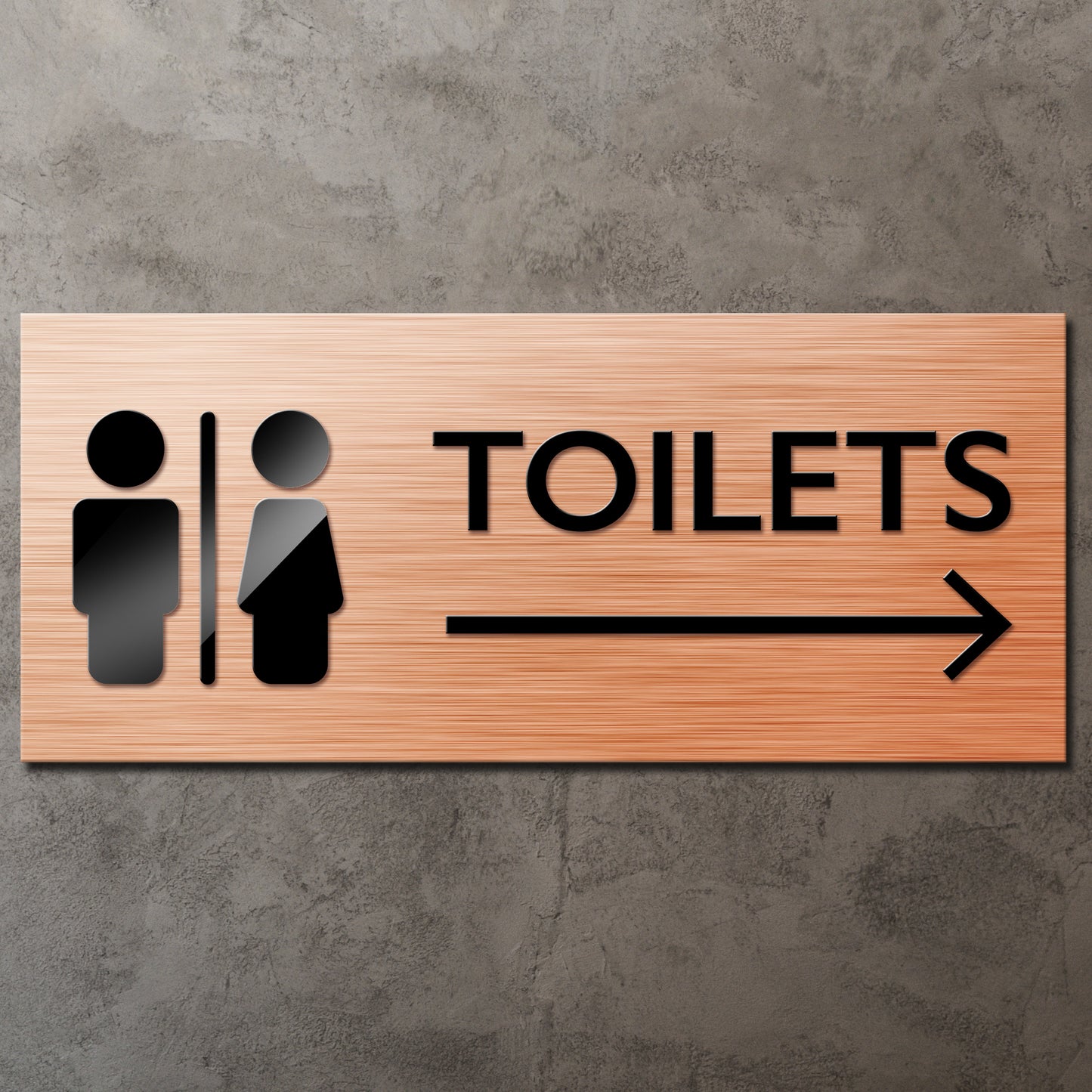 Metallo Brushed Copper Toilet Facility Direction Pointer Sign