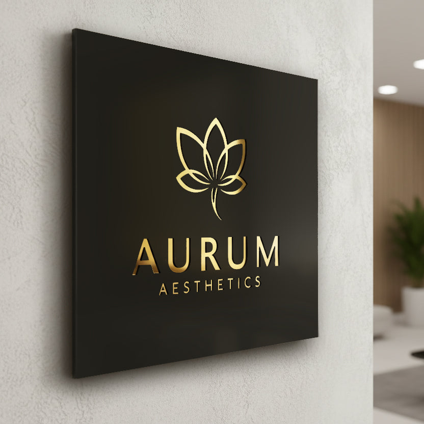 Stellito Matt Black & Mirror Logo Branding Sign